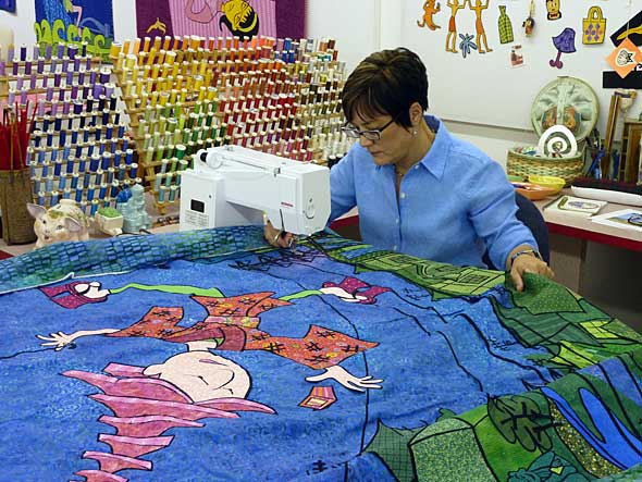 Quilting in the studio